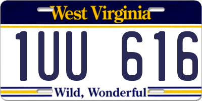 WV license plate 1UU616