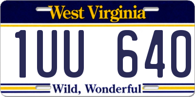 WV license plate 1UU640