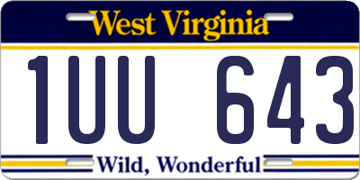 WV license plate 1UU643