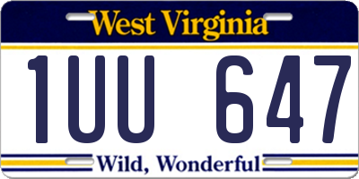 WV license plate 1UU647