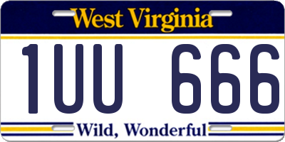 WV license plate 1UU666