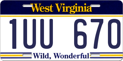 WV license plate 1UU670