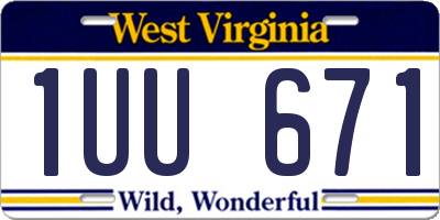 WV license plate 1UU671