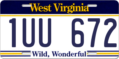 WV license plate 1UU672
