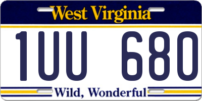 WV license plate 1UU680