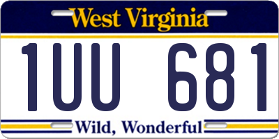 WV license plate 1UU681