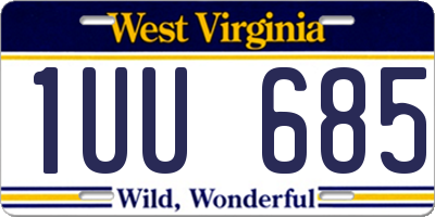 WV license plate 1UU685
