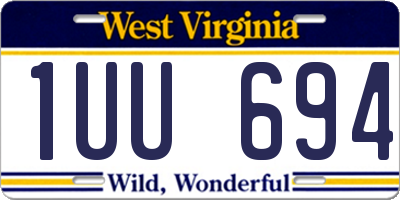 WV license plate 1UU694