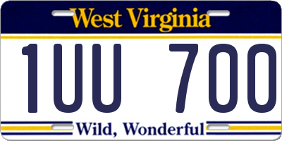 WV license plate 1UU700