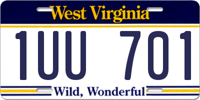WV license plate 1UU701