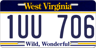 WV license plate 1UU706