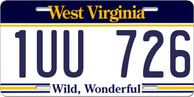 WV license plate 1UU726