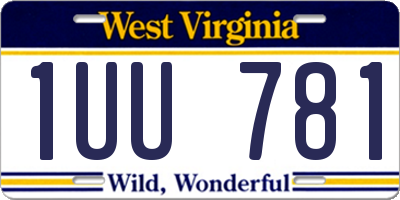 WV license plate 1UU781
