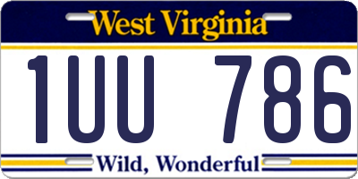 WV license plate 1UU786