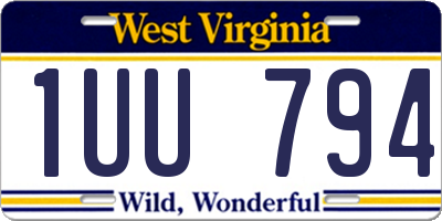 WV license plate 1UU794