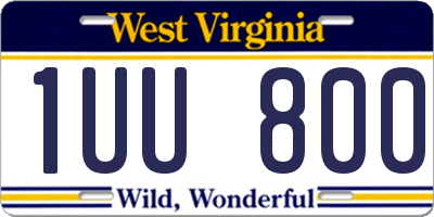 WV license plate 1UU800
