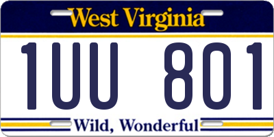 WV license plate 1UU801
