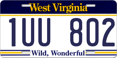 WV license plate 1UU802