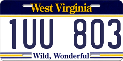 WV license plate 1UU803