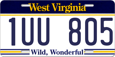WV license plate 1UU805