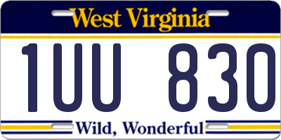 WV license plate 1UU830