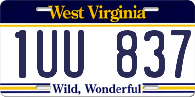 WV license plate 1UU837