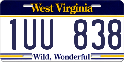 WV license plate 1UU838