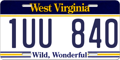 WV license plate 1UU840