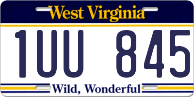 WV license plate 1UU845