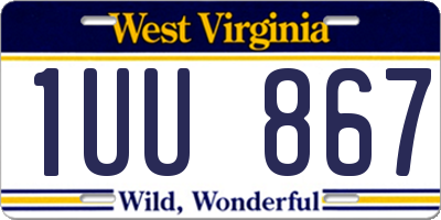 WV license plate 1UU867