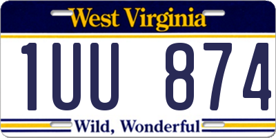 WV license plate 1UU874