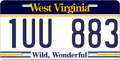 WV license plate 1UU883