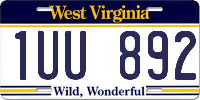 WV license plate 1UU892