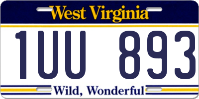 WV license plate 1UU893