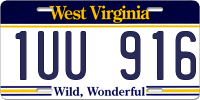 WV license plate 1UU916