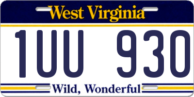WV license plate 1UU930