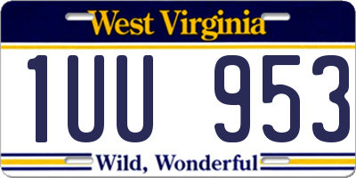 WV license plate 1UU953