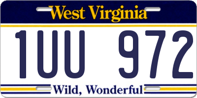 WV license plate 1UU972
