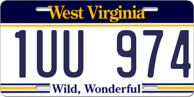 WV license plate 1UU974