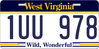 WV license plate 1UU978