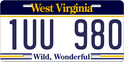 WV license plate 1UU980