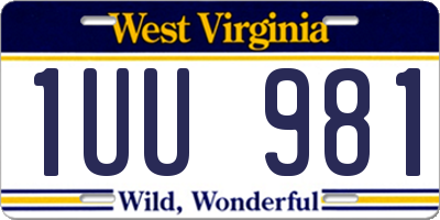 WV license plate 1UU981