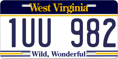 WV license plate 1UU982