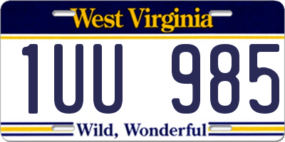 WV license plate 1UU985