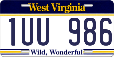 WV license plate 1UU986