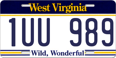 WV license plate 1UU989