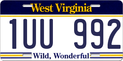 WV license plate 1UU992