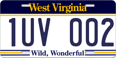 WV license plate 1UV002