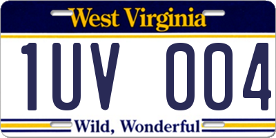 WV license plate 1UV004