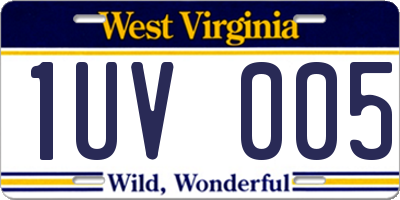 WV license plate 1UV005